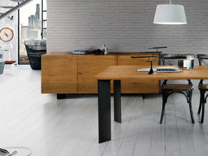 Madia credenza 3 ante legno rovere nodato spazzolato 198x50x78 (1622) - Mobili 2G