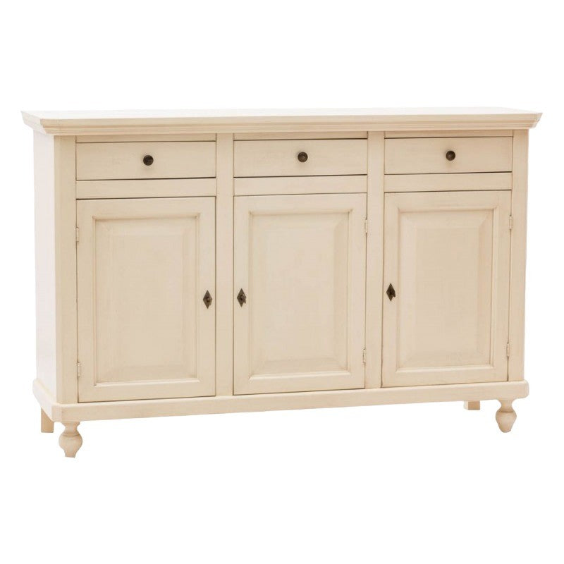Madia credenza 3 ante legno shabby chic avorio150x43x98