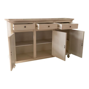 Madia credenza 3 ante legno shabby chic avorio150x43x98