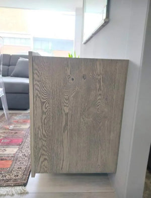 Madia credenza 3 ante rovere nodato finitura beton piedini in ferro l.198 p.50 h.81 (1626) - Mobili 2G