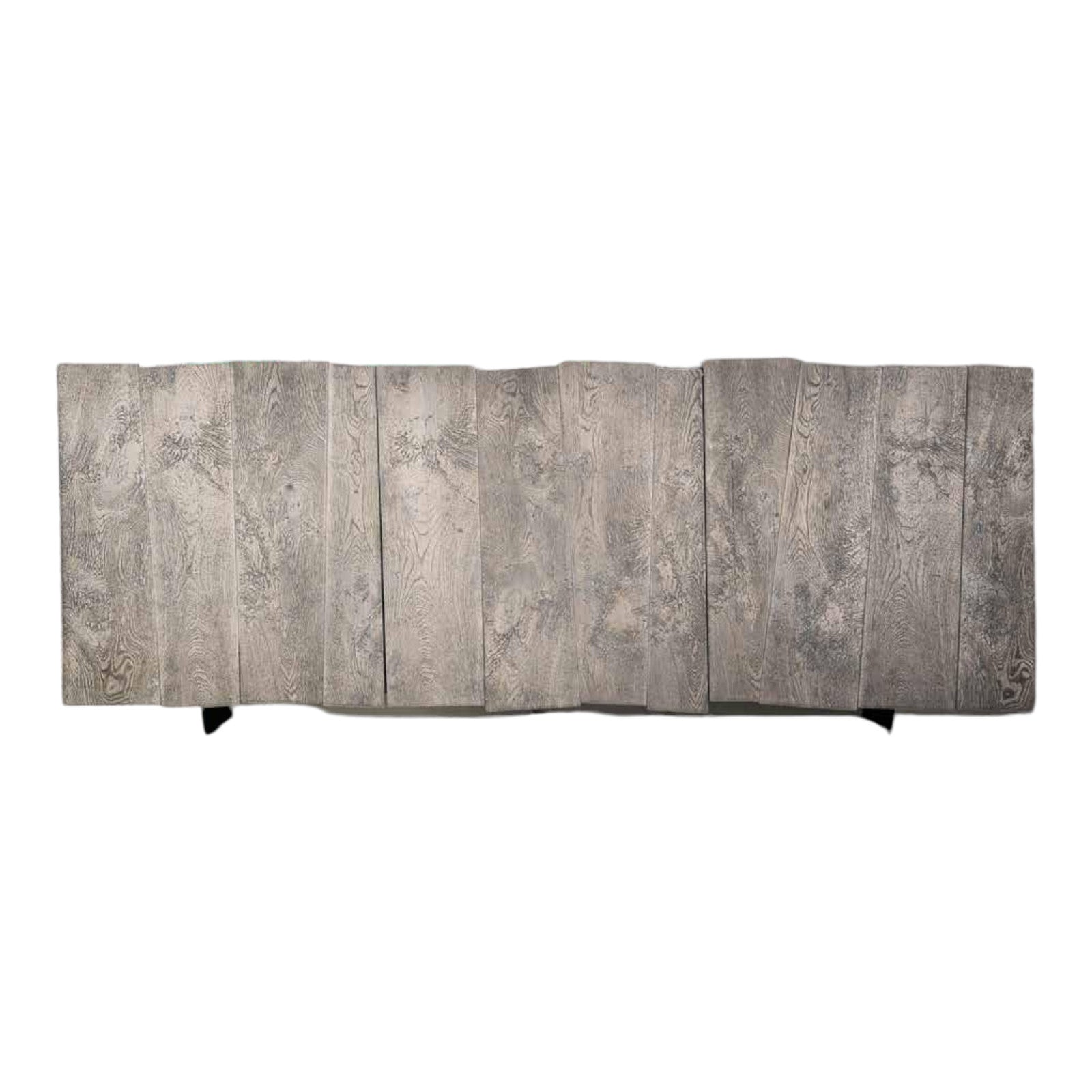 Madia credenza 3 ante rovere nodato finitura beton piedini in ferro l.198 p.50 h.81 (1626) - Mobili 2G