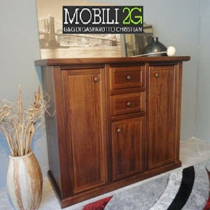 Madia credenza 3 porte 2 cassetti tinta noce 100 x 39 x 85 (392) - Mobili 2G