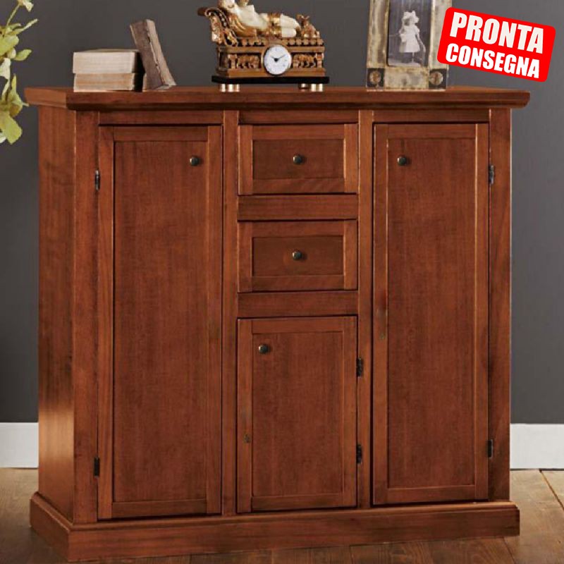 Madia credenza 3 porte 2 cassetti tinta noce 100 x 39 x 85 (392) - Mobili 2G