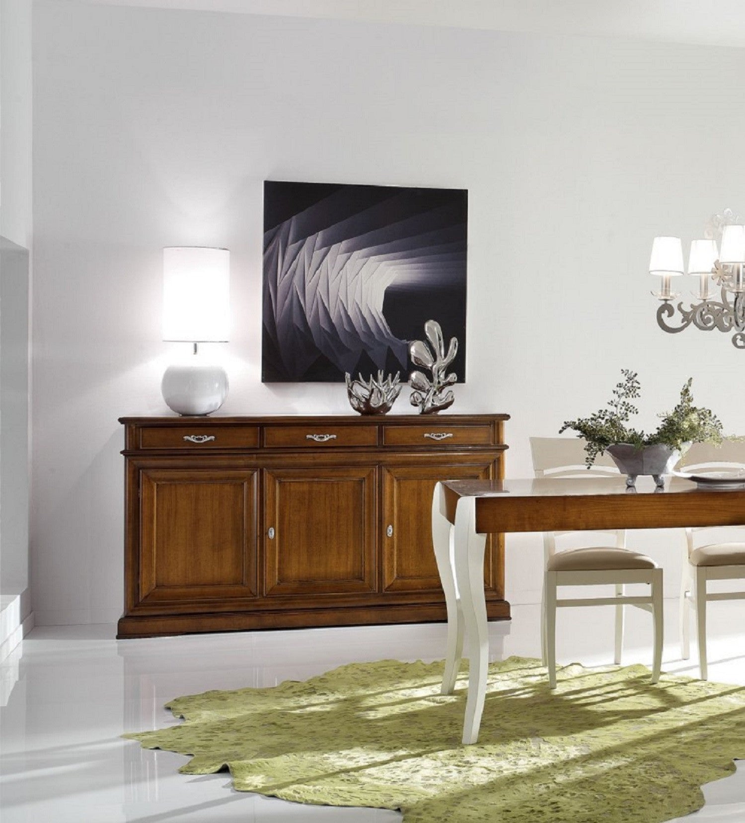 Madia credenza 3 porte 3 in legno tinta noce l.180 x p.48 h.100 (3074) - Mobili 2G