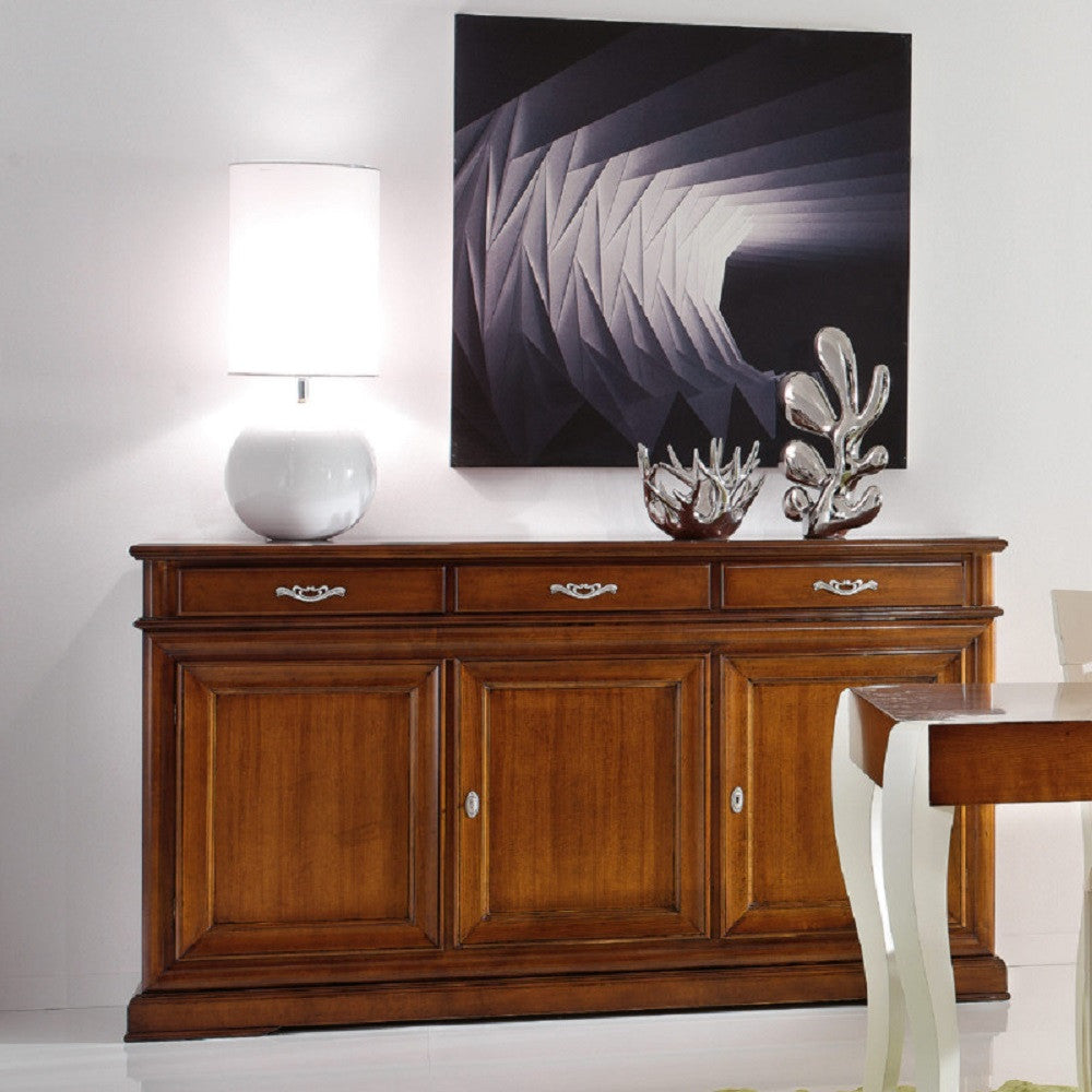 Madia credenza 3 porte 3 in legno tinta noce l.180 x p.48 h.100 (3074) - Mobili 2G
