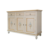 Madia credenza 3 porte avorio patinato con decori l.150 p.43 h.98