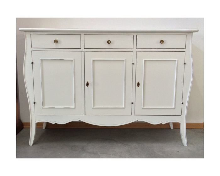 Madia credenza 3 porte in legno bianco opaco l.151.p.50 h.105 (3088) - Mobili 2G