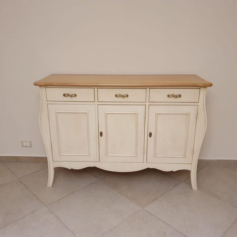 Madia credenza 3 porte legno shabby bicolore 151x50x105 - Mobili 2G