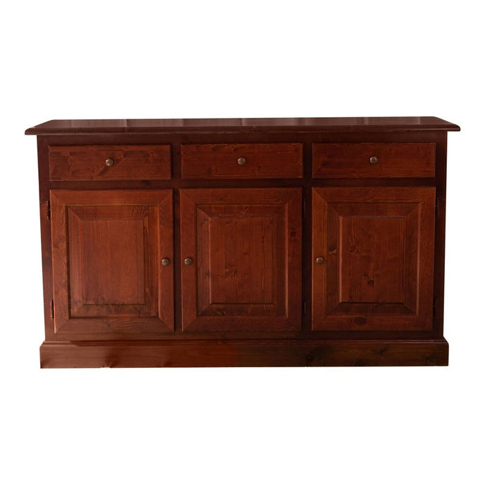 Madia credenza 3 porte massello pino rustica tinta noce 147x45x85 - Mobili 2G