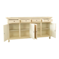 Madia credenza 4 ante 4 cassetti legno shabby avorio 196x43x98h - Mobili 2G