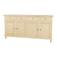 Madia credenza 4 ante 4 cassetti legno shabby avorio 196x43x98h - Mobili 2G