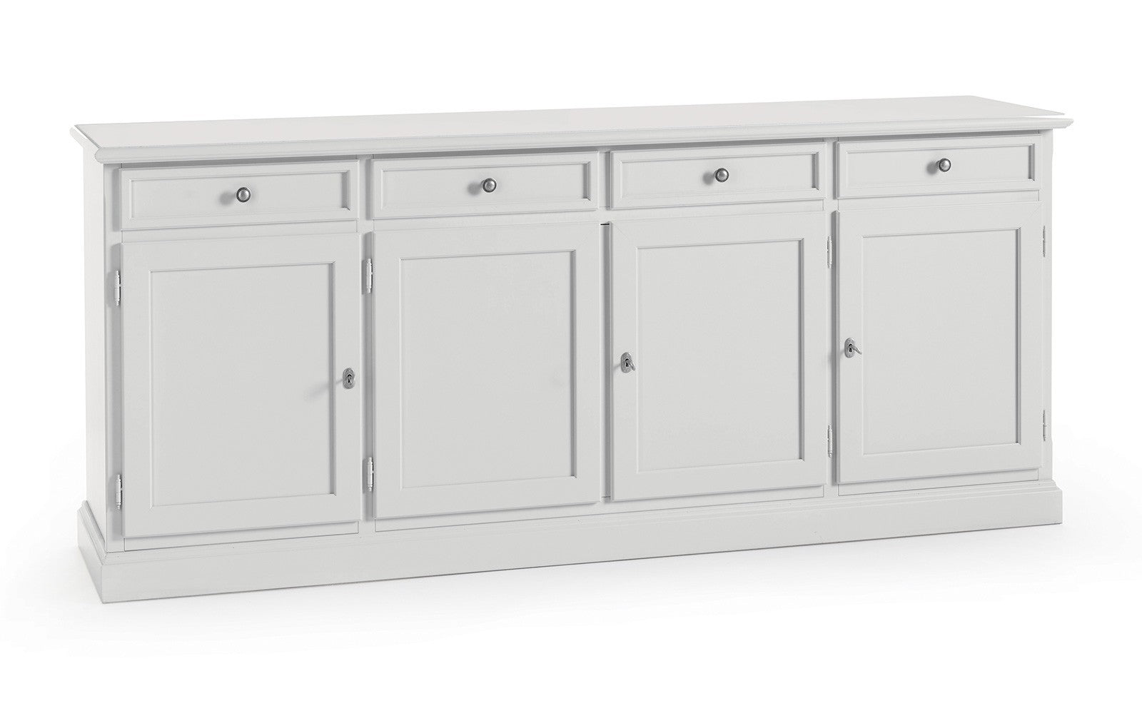 Madia credenza 4 porte 4 cassetti arte povera bianco sporco 203x42x86 - Mobili 2G