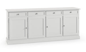 Madia credenza 4 porte 4 cassetti arte povera bianco sporco 203x42x86 - Mobili 2G
