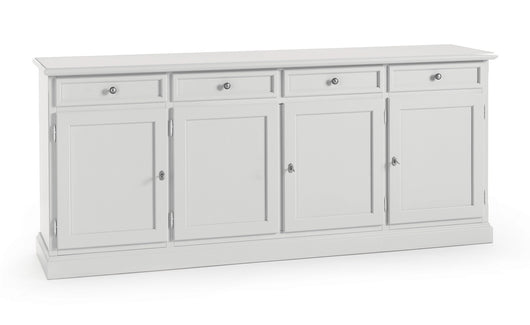 Madia credenza 4 porte 4 cassetti arte povera bianco sporco 203x42x86 - Mobili 2G