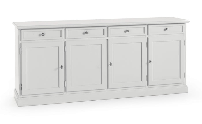 Madia credenza 4 porte 4 cassetti arte povera bianco sporco 203x42x86 - Mobili 2G