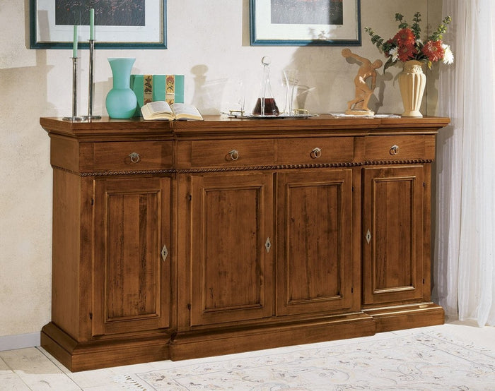Madia credenza 4 porte 4 cassetti in legno arte povera l. 224  p.52  h.115