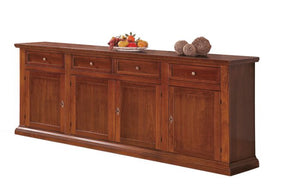 Madia credenza 4 porte in legno tinta noce l.222 p.47 h.91