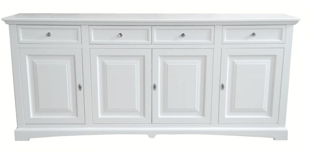 Madia credenza 4 porte legno bianco shabby 220x45x96 - Mobili 2G