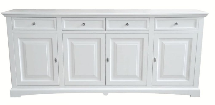 Madia credenza 4 porte legno bianco shabby 220x45x96 - Mobili 2G