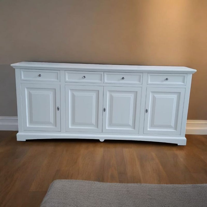 Madia credenza 4 porte legno bianco shabby 220x45x96 - Mobili 2G