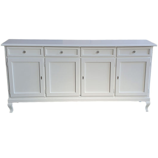 Madia credenza 4 porte legno shabby bianco 205x42x98 - Mobili 2G