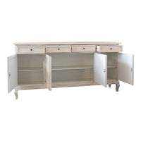 Madia credenza 4 porte legno shabby bianco anticato 205x45x98 - Mobili 2G