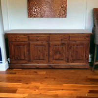 Madia credenza 4 porte massello pino rustica tinta noce 195x42x85 - Mobili 2G