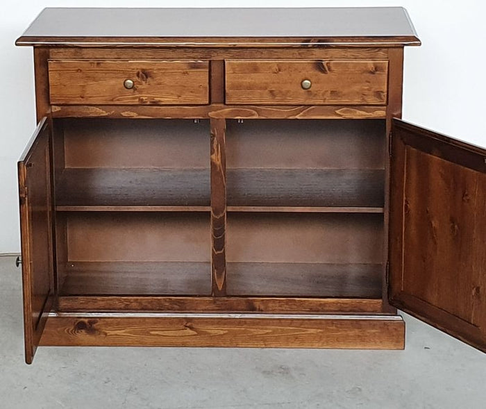 Madia credenza 2 porte massello pino rustica tinta noce 105x42x85 - Mobili 2G