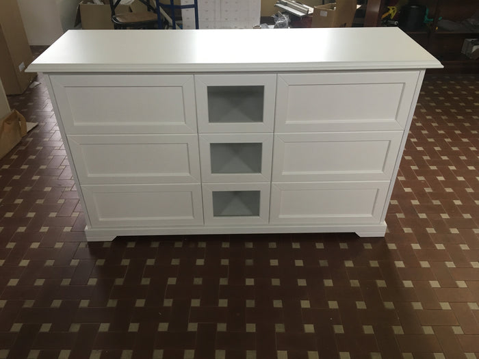 Madia credenza 9 cassetti in legno bianco l.150 p.45 h.85