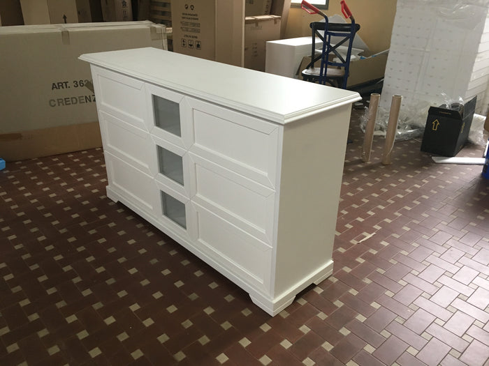 Madia credenza 9 cassetti in legno bianco l.150 p.45 h.85