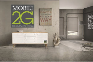 Madia credenza abete spazzolato naturale/ bianco 185x50x84