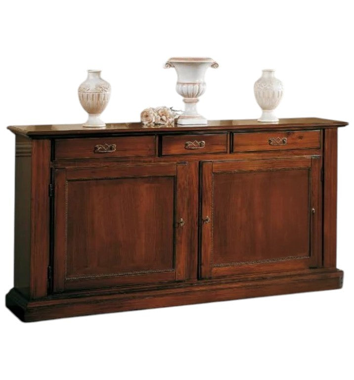 Madia credenza arte povera 2 porte in legno tinta noce  l.196 p.50 h.104 - Mobili 2G