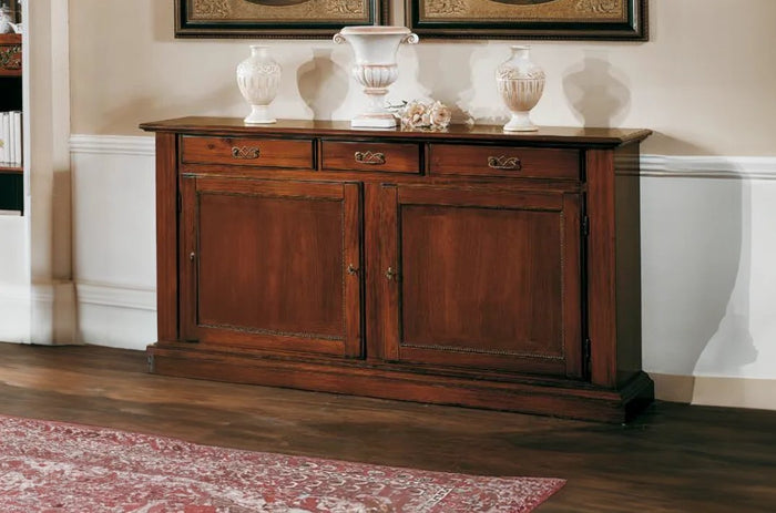 Madia credenza arte povera 2 porte in legno tinta noce  l.196 p.50 h.104 - Mobili 2G