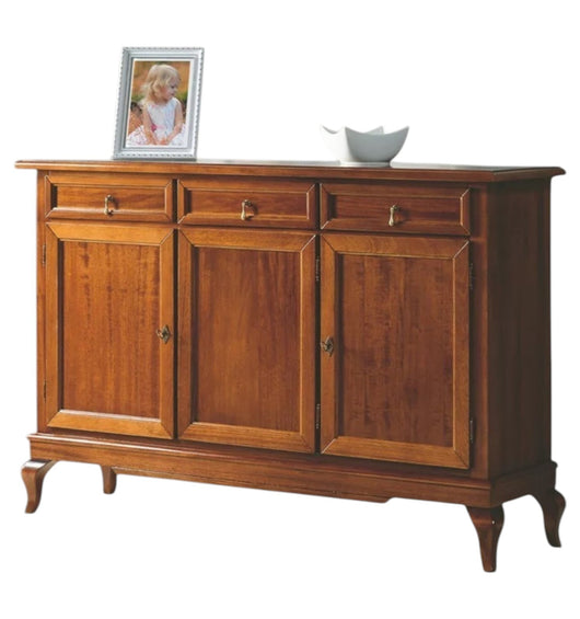 Madia credenza arte povera 3 porte 3 cassetti tinta legno 154x42x102 (1266) - Mobili 2G