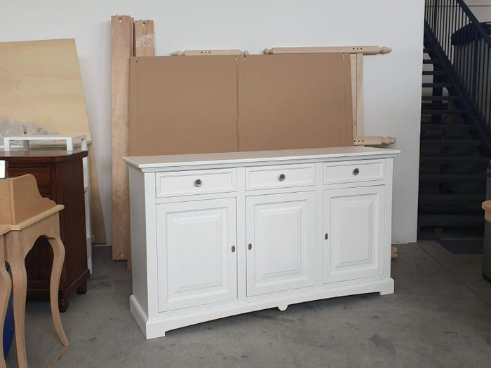 Madia credenza arte povera 3 porte legno bianco 170x46x96 - Mobili 2G