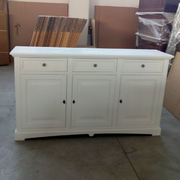 Madia credenza arte povera 3 porte legno bianco 170x46x96 - Mobili 2G