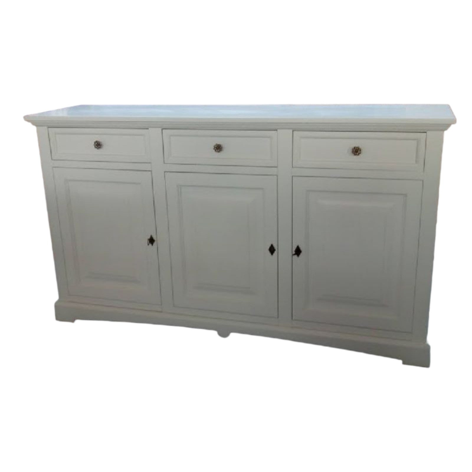 Madia credenza arte povera 3 porte legno bianco 170x46x96 - Mobili 2G