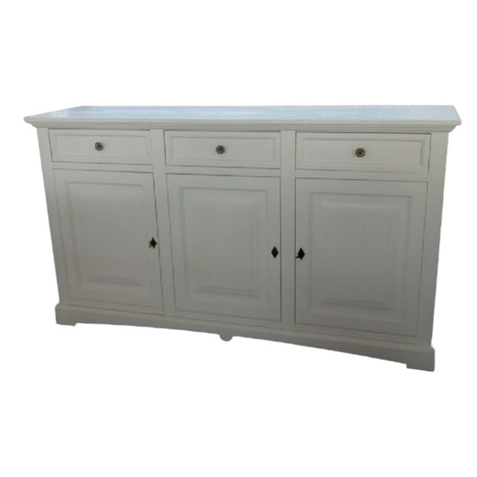 Madia credenza arte povera 3 porte legno bianco 170x46x96 - Mobili 2G