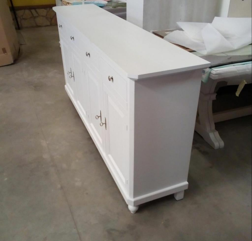 Madia credenza arte povera 4 ante legno bianco 196x43x98h