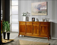 Madia credenza arte povera 4 porte 4 cassetti tinta legno 205x42x102 (1267) - Mobili 2G