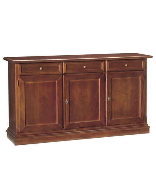 Madia credenza arte povera in legno 3 porte tinta noce 156x42x85 (382) - Mobili 2G