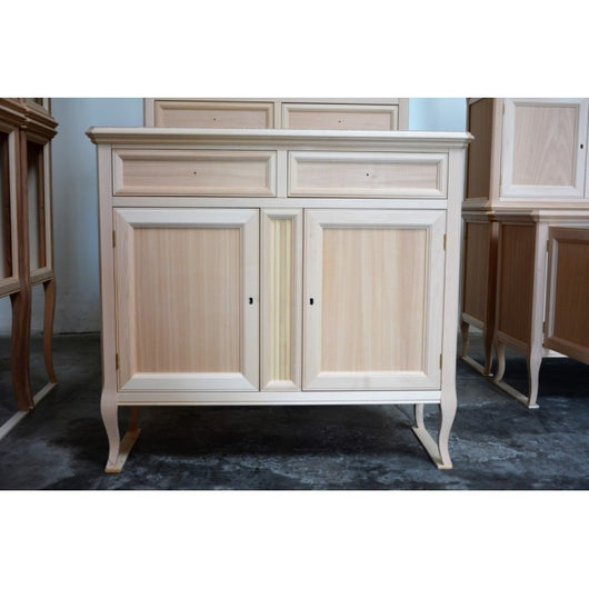 Madia credenza classica 2 porte in legno grezzo l.100 p.40 h.90 - Mobili 2G