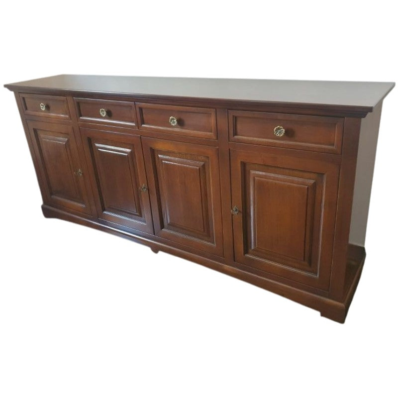 Madia credenza classica 4 porte legno tinta noce 220x45x96 - Mobili 2G