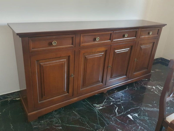 Madia credenza classica 4 porte legno tinta noce 220x45x96 - Mobili 2G