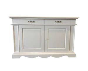Madia credenza classica in legno 2 porte shabby bianco 210x55x115 - Mobili 2G