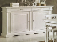 Madia credenza classica in legno 2 porte shabby bianco 210x55x115 - Mobili 2G