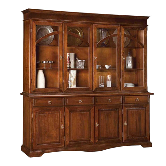 Madia credenza con bugna in legno tinta noce arte povera l.205 p.42 h.205 - Mobili 2G