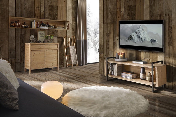 Madia credenza cortina 2 ante in legno massello di abete 104x50x95 (3312) - Mobili 2G