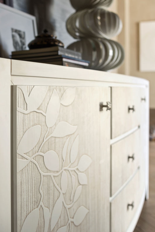 Madia credenza decoro in legno massello 2 porte naturale l.180 p.56 h.90 - Mobili 2G