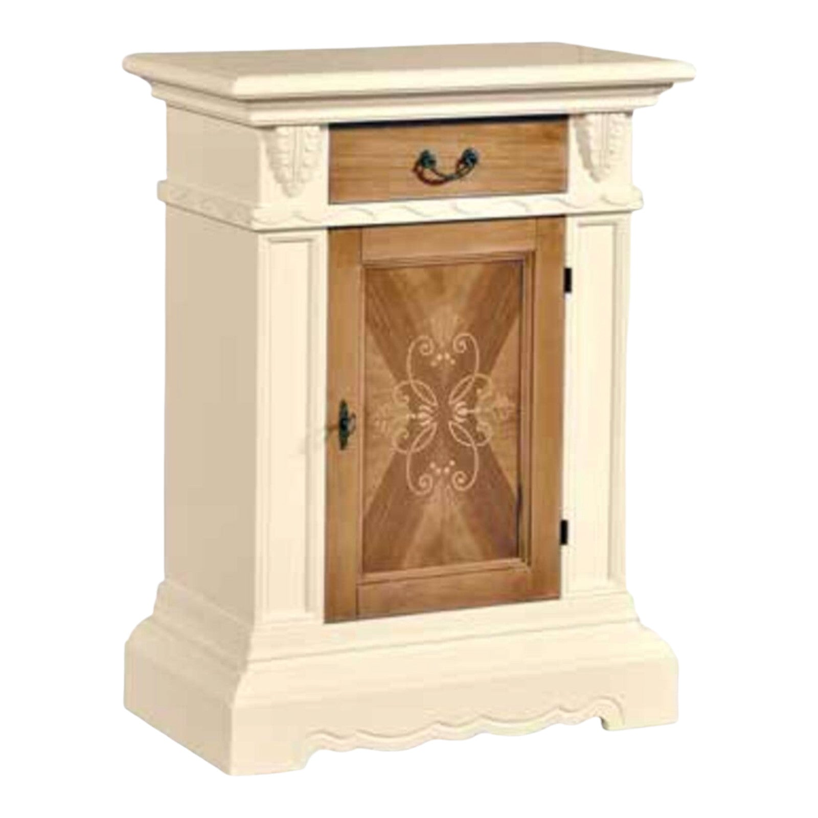 Madia credenza in legno 1 porta avorio noce grano 70x38x93